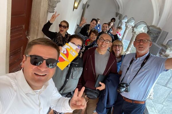 Pena and Regaleira in a Group of Eight, with the Guide Inside Both Palaces