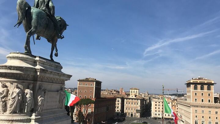 The Balcony Mussolini Spoke From, and the Terrace Behind the Chariot