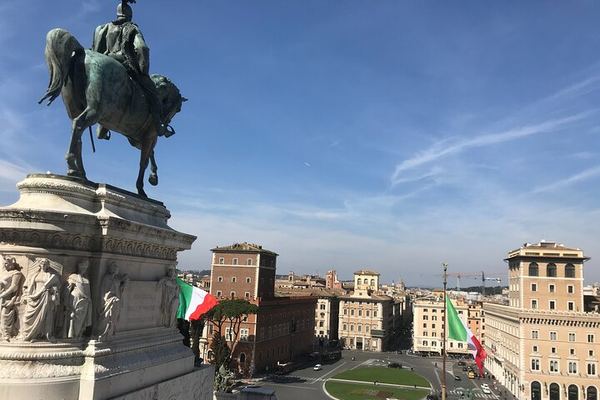 The Balcony Mussolini Spoke From, and the Terrace Behind the Chariot