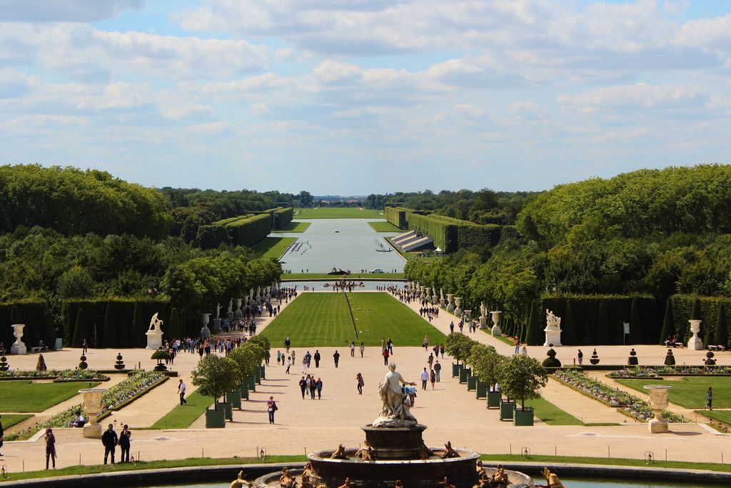 The main axis of the Versailles gardens running from the water parterre down to the Grand Canal.